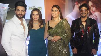 Dheeraj Dhoopar, Aamna Sharif, and Afsana Kherani at the Aabaad music video launch event.