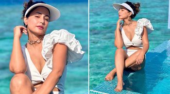 Hina Khan sizzles in a white cut-out swimsuit, raising the temperature in the Maldives;  Check out PICS inside!