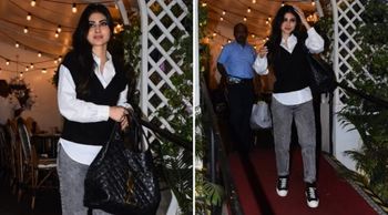 Mouni Roy in black vest, white shirt, grey demin pants, monochrome sneakers; Look at her Casual yet Chic outfit! 