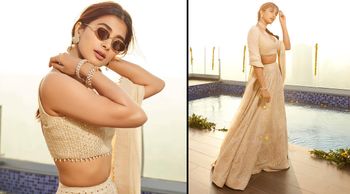 Actress Pooja Hegde's ivory white lehenga is perfect for a bride's made looks; SEE PICS!