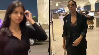 Suhana Khan and Gauri Khan, twins in black, traveling together and spotted at the airport; Watch PICS!