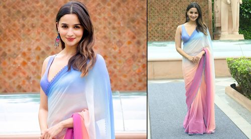 Wow! Alia Bhatt Looks Like Every Man's DREAM WOMAN In A Chiffon Ombre Saree Portraying Karan Johan’s QUINTESSENTIAL Bollywood Heroine!