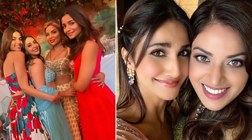 Alia Bhatt dazzles in red while Vaani Kapoor dances to “Nashe Si Chadh Gayi” at Anushka Ranjan and Aditya Seal’s sangeet ceremony