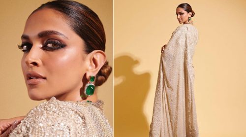 Deepika Padukone brings the Ivory back in fashion with this gorgeous saree by a Pakistani designer