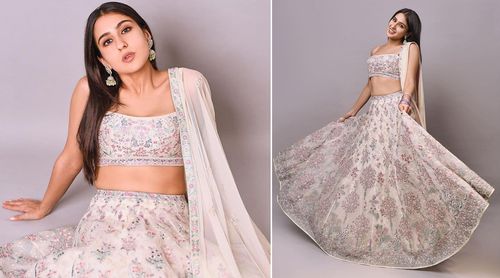 Sara Ali Khan wears this ethereal lehenga to the promotions of Atrangi Re