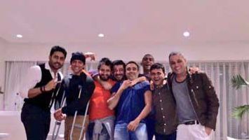Hrithik Roshan celebrating on crutches by having gala time with his pals