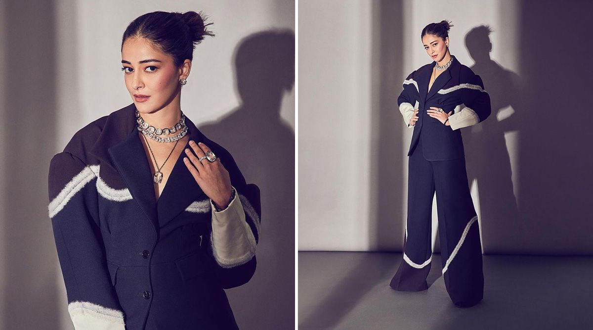 Indian Ambassador for Swarovski, Ananya Panday has her fashion game on point as she wears a black jacket with matching trousers