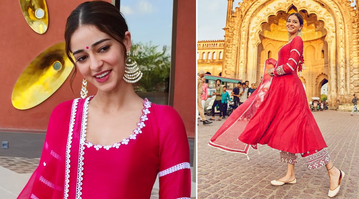 Ananya Panday channels her inner desi girl in a  Devnaagri Anarkali suit as she promotes Liger in Lucknow