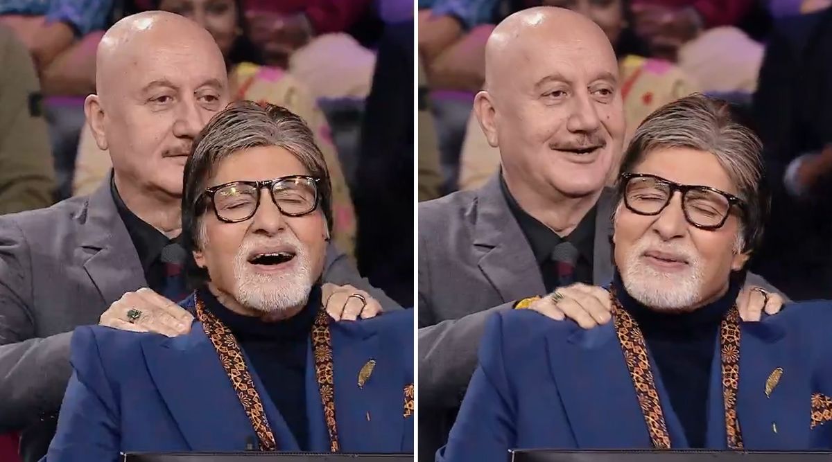 KBC 14: Anupam Kher gives his friend and Uunchai co-star Amitabh Bachchan a back rub; Watch the promo now!