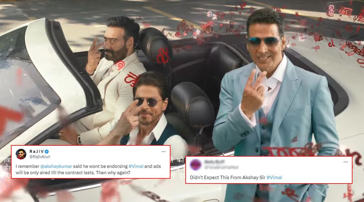 Akshay Kumar Brutally TROLLED For His Bold Comeback In Vimal Ad With Shah Rukh Khan And Ajay Devgn; Netizens React With Mixed Emotions! (View Tweets)
