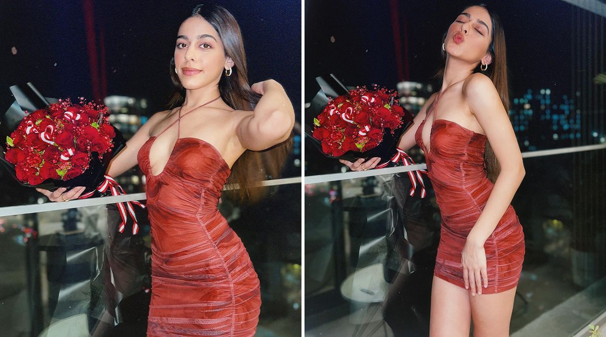 Alaya F opted for the perfect Valentine’s outfit; poses with her dog in a crimson cutout minidress