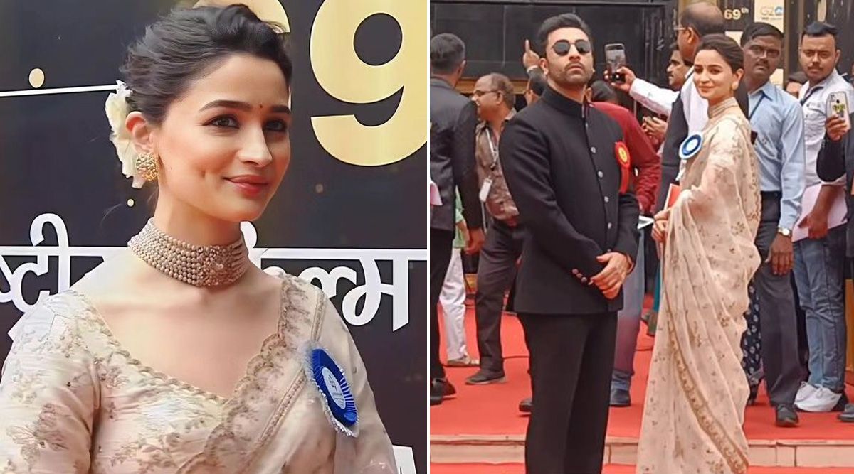 National Award 2023: Alia Bhatt Chooses To Wear WEDDING SAREE At Grand Award Ceremony Joined By Ranbir Kapoor In Delhi! (Watch Video)