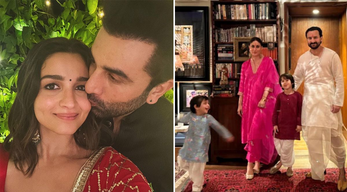Alia Bhatt And Ranbir Kapoor’s Diwali Kiss Breaks the Internet; Kareena Kapoor And Saif Ali Khan’s Family Photo Goes Viral! 
