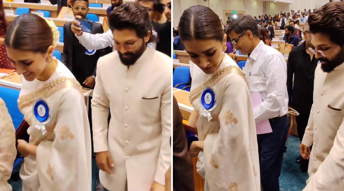 69th National Award: Allu Arjun's THIS Gentle Gesture To Kriti Sanon At Ceremony Prevents Saree Mishap! (Watch Video)
