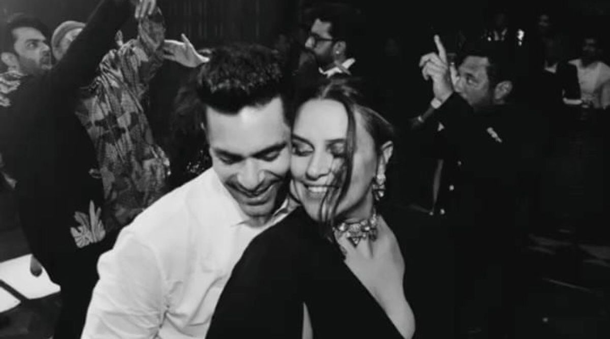 Angad Bedi wishes 'juicy' wife Neha Dhupia on her birthday by sharing a picture photobombed by Abhishek Bachchan