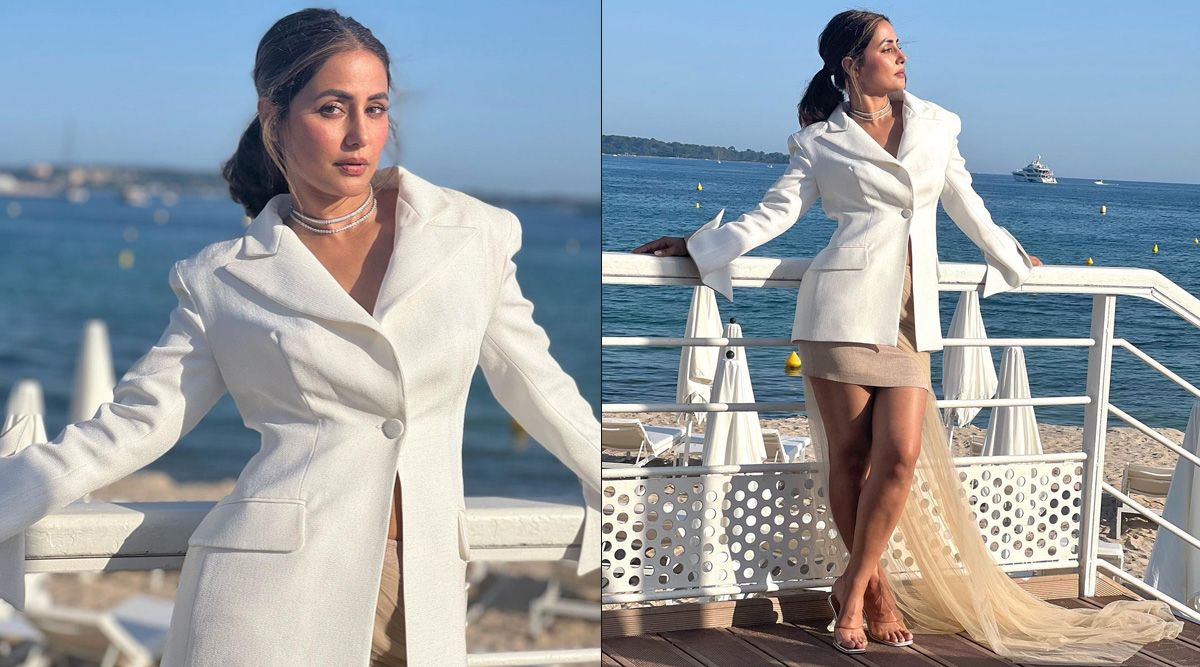 Cannes 2022: Hina Khan looks like a boss lady in a stylish mini dress, paired with a white blazer