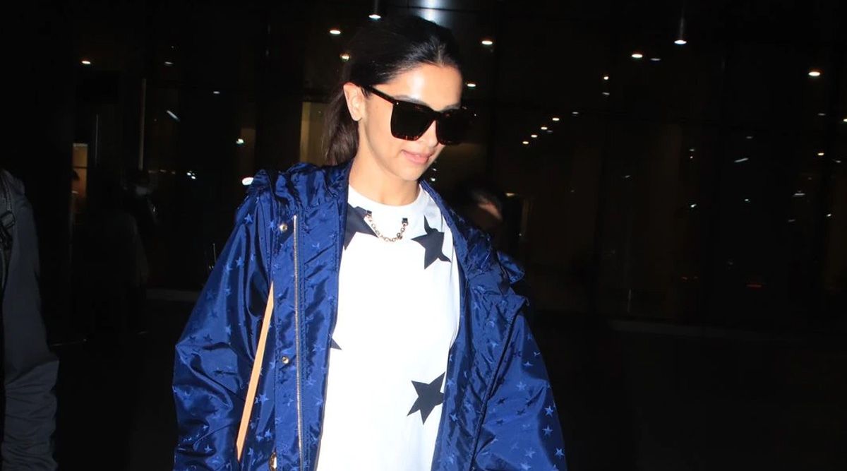 As she returns to Mumbai, Deepika Padukone wears a stylish blue jacket and a monochromatic T-shirt
