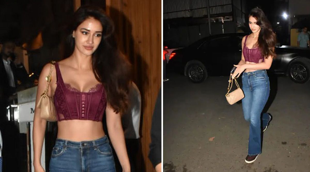 The actress Disha Patani looks adorable in a maroon lace bralette and jeans for a date night. Her new male friend also grabs her attention