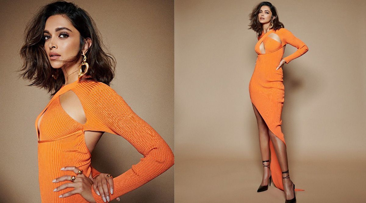 Deepika Padukone oozes oomph in a fiery orange bodycon knit dress