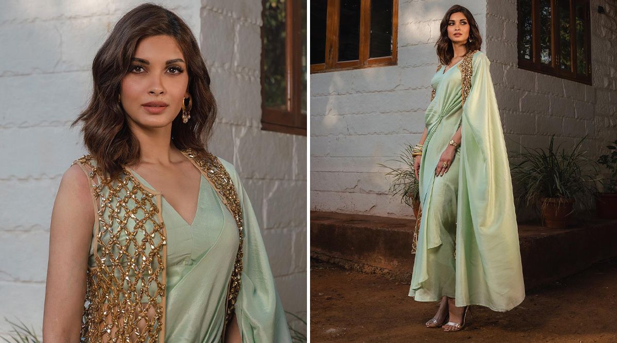 Diana Penty gives a twist to her saree look by wearing a honeycomb jacket on it; Check out her pictures to take style notes!