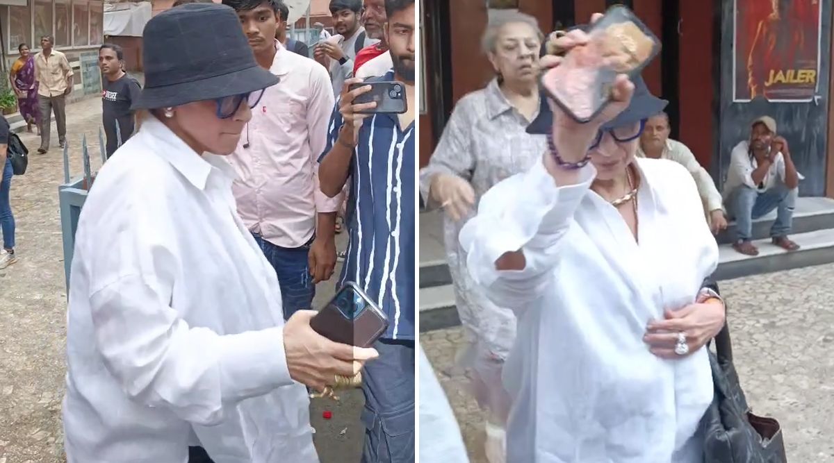 Gadar 2: Dimple Kapadia SPOTTED Exiting Mumbai Theatre Hiding Her Face From Media After Catching Sunny Deol's Film! (Watch Video)