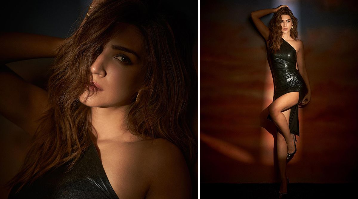 Check out THESE drooling pictures of Kriti Sanon in a thigh-slit bodycon black gown!