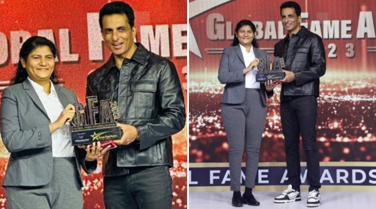 Dr. Thejo Kumari Amudala Honoured With The Most Popular And True Legend Award By Sonu Sood At Global Fame Awards