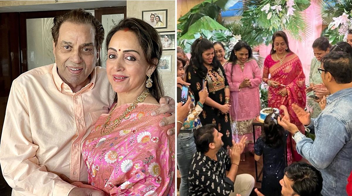 Bollywood diva Hema Malini shares a glance at her 74th birthday celebration with her family