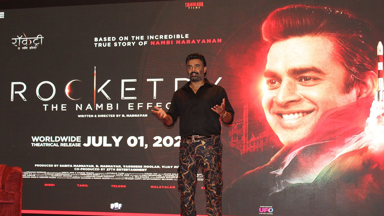 Actor-director R Madhavan at the press conference of Rocketry.