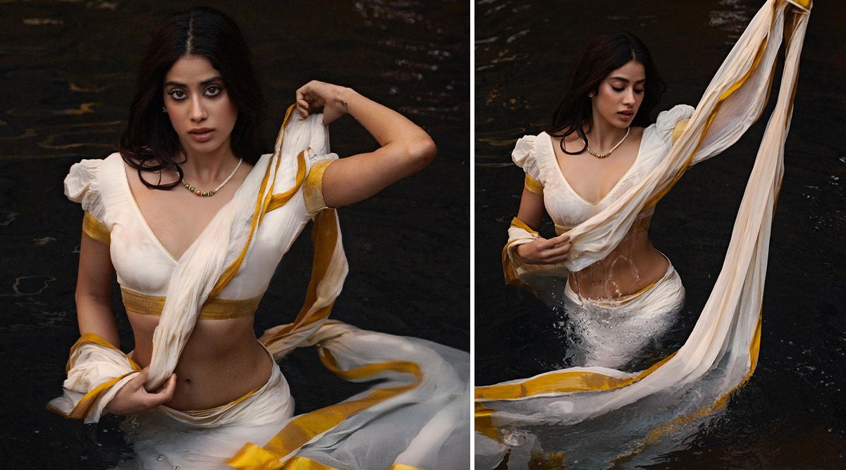 Actress Janhvi Kapoor's sultriest photos in a white-gold saree resembling the Jalpari of dreams; Watch Out, PICS!