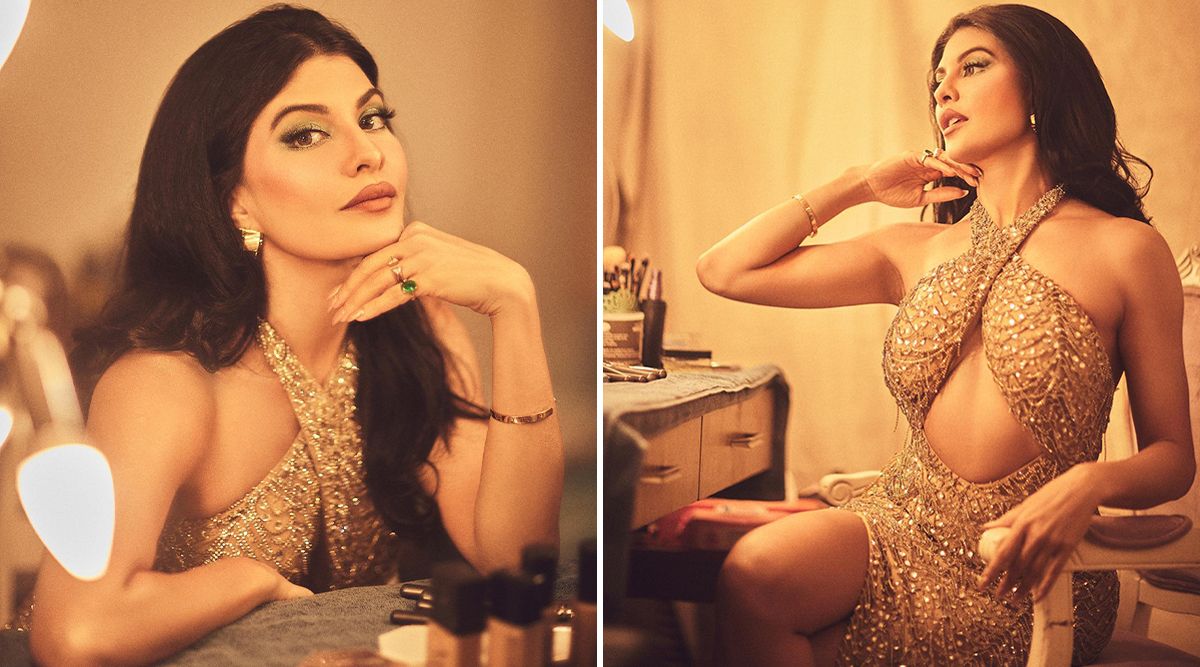 Jacqueline Fernandez looked like a goddess in a halter neck cut-out gown and bold makeup; PICS!