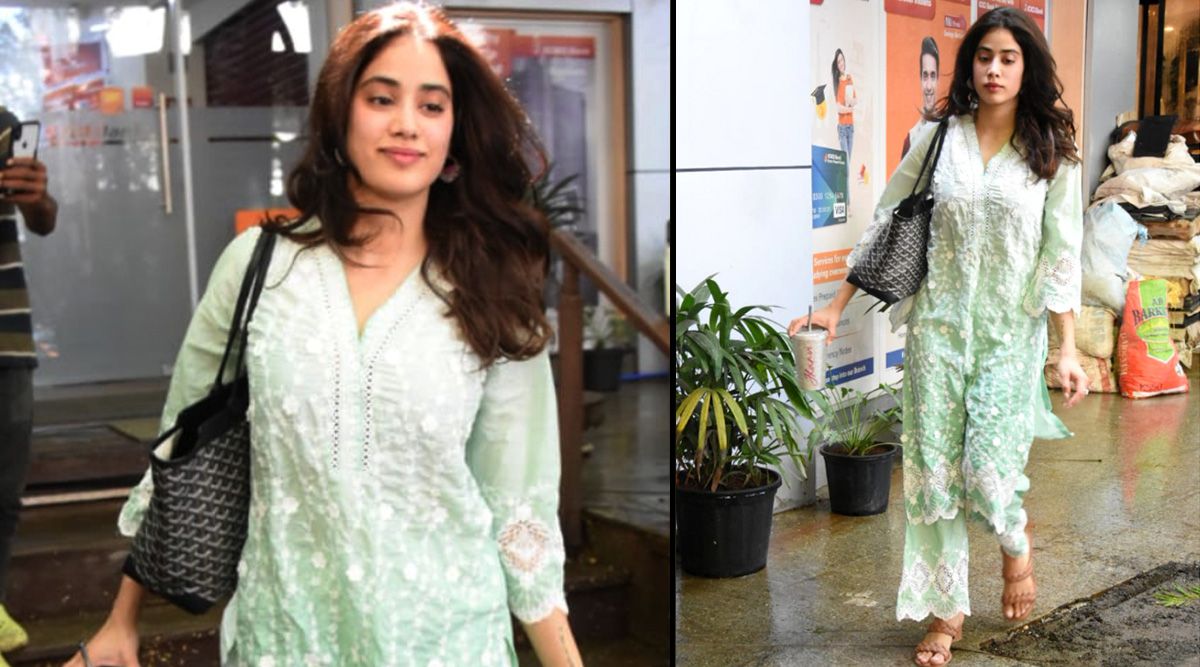 Janhvi Kapoor is unbeatable when it comes to desi outfits, actress steps out in a green Mulmul kurta set
