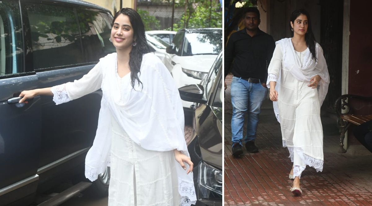Janhvi Kapoor is in a festive mood and was seen wearing traditional white clothing on the first day of Navratri