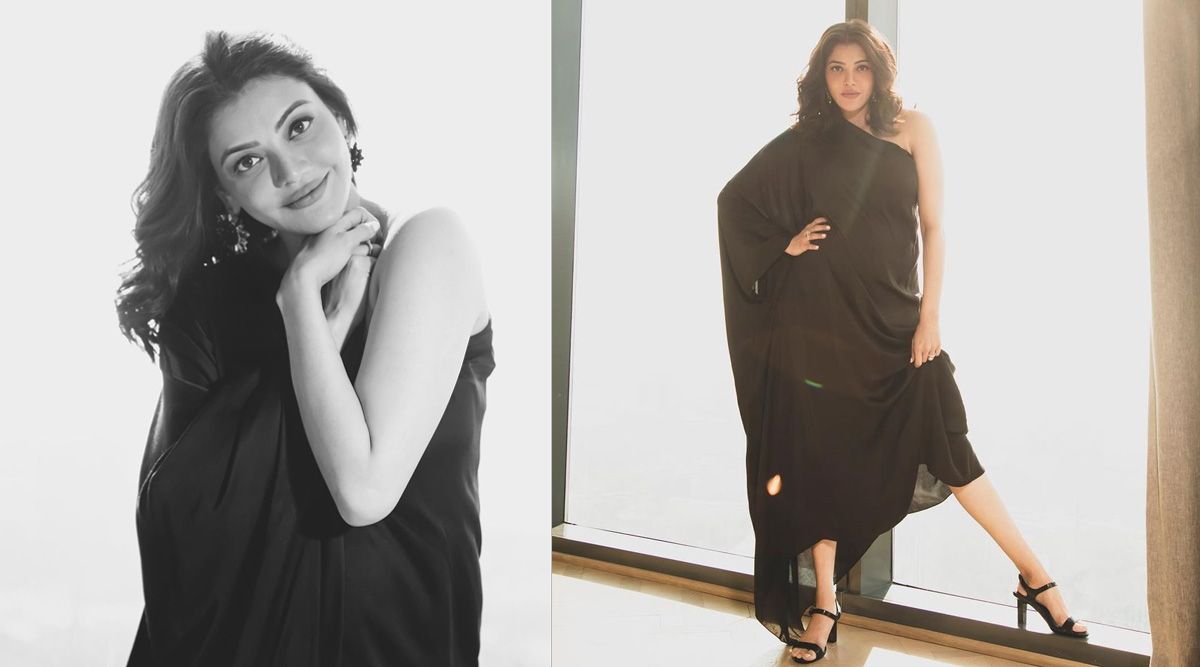 Kajal Aggarwal exudes elegance and poise in black one-shoulder dress for her maternity shoot
