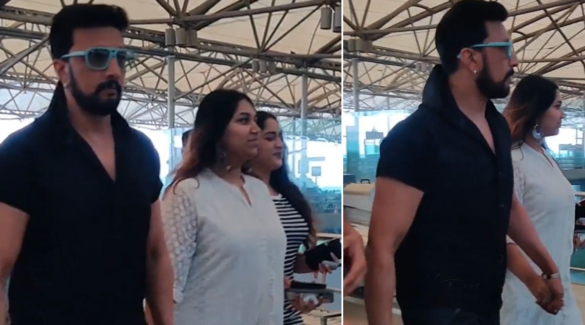 Kannada Bigg Boss host Kichcha Sudeep and his daughter Sanvi, holding hands as they arrive at the airport; Watch!