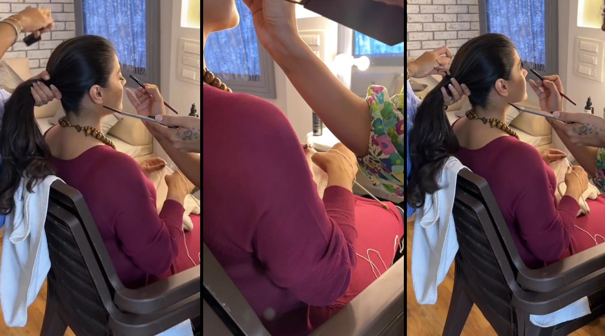 Kajol Mukherjee shares her video knitting during makeup sessions, fans call it SHE KNITS AWAY…..; VIDEO!