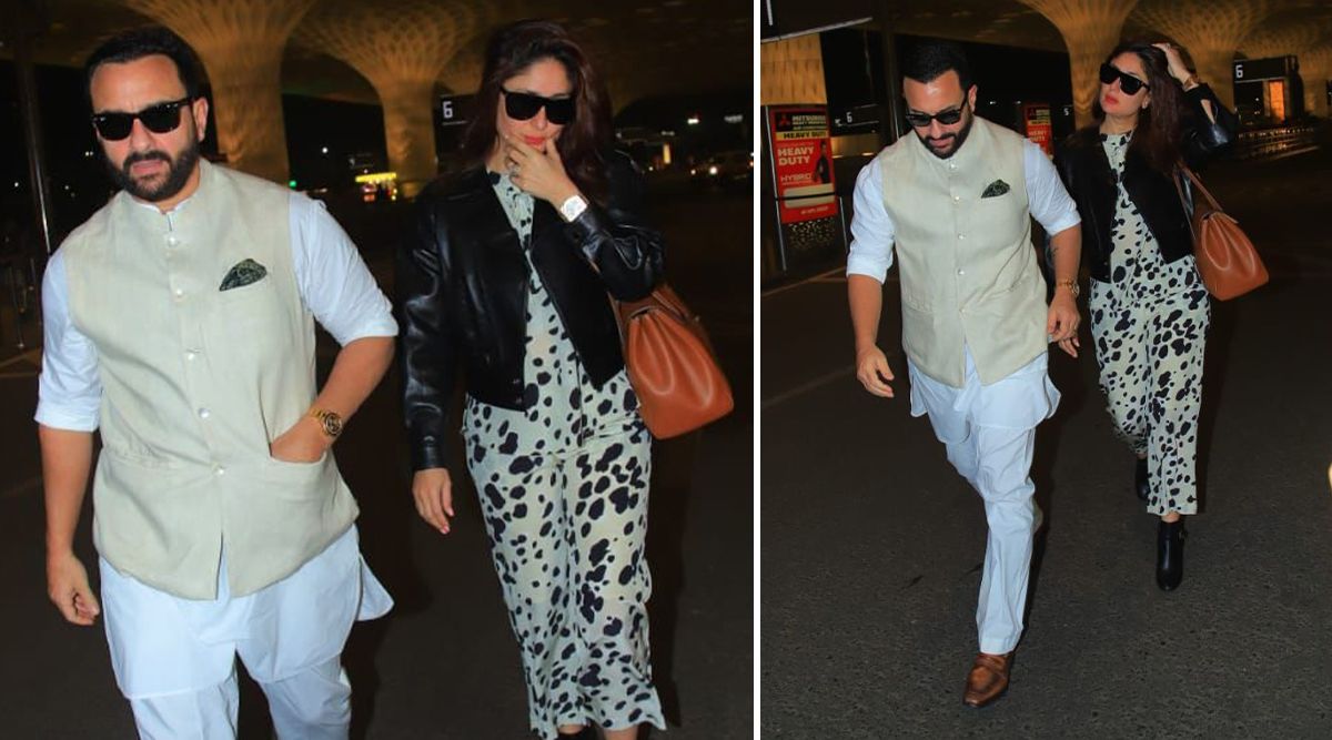 Kareena Kapoor and Saif Ali Khan arrive at the airport looking chic as ever; Watch here!