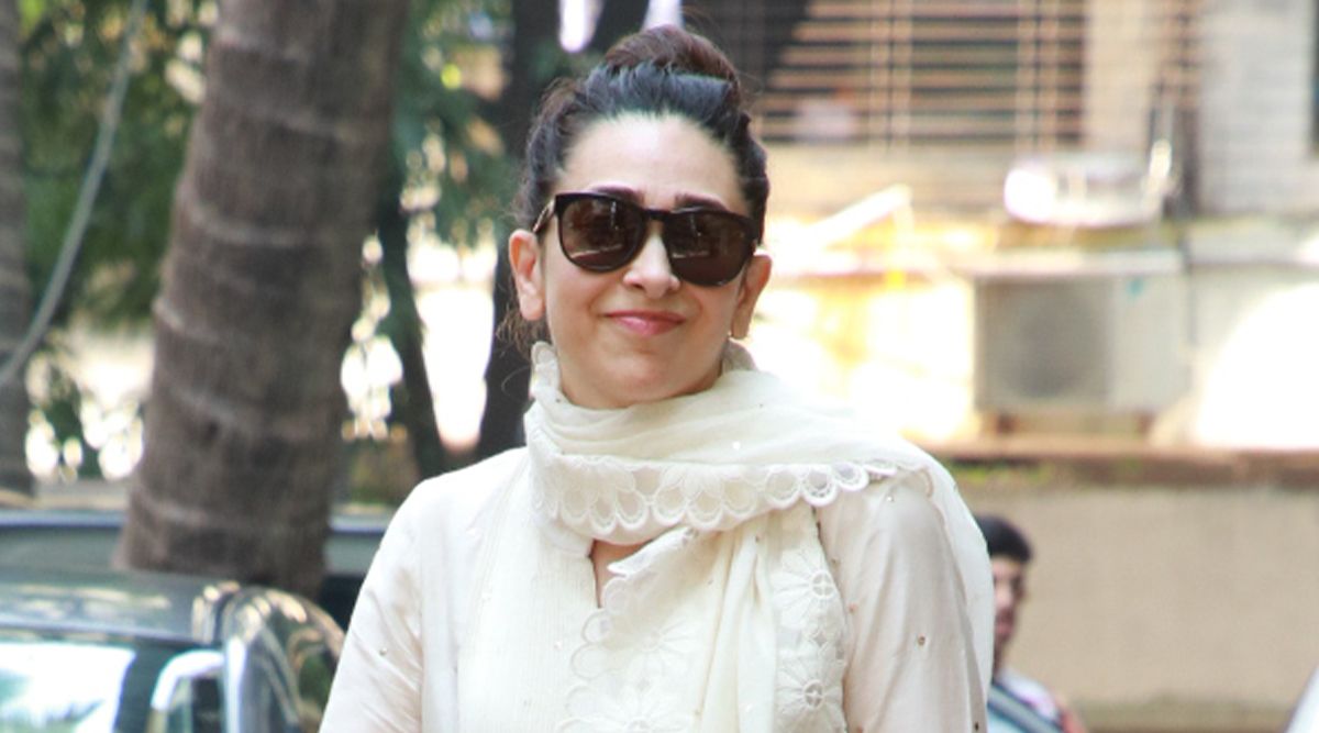 Actress Karisma Kapoor arrives at her office in Bandra for Laxmi Puja