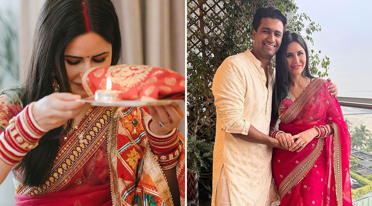 Vicky-Katrina’s first Karva Chauth; actress shares pictures looking absolutely beautiful in a saree and a sindoor