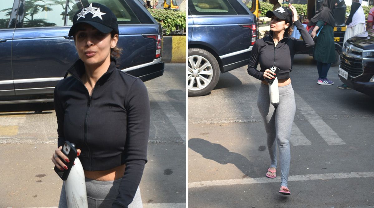 Malaika Arora chose to ditch make-up and scored another gym fashion in a cropped jacket and grey pants; Watch PICS!