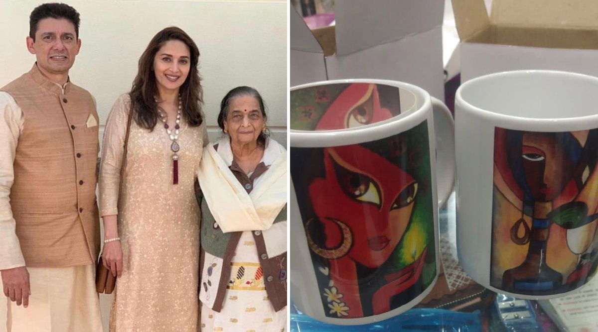 Madhuri Dixit's husband, Dr Nene, shared pictures of Mugs painted by his mother-in-law on her birthday; PICS!