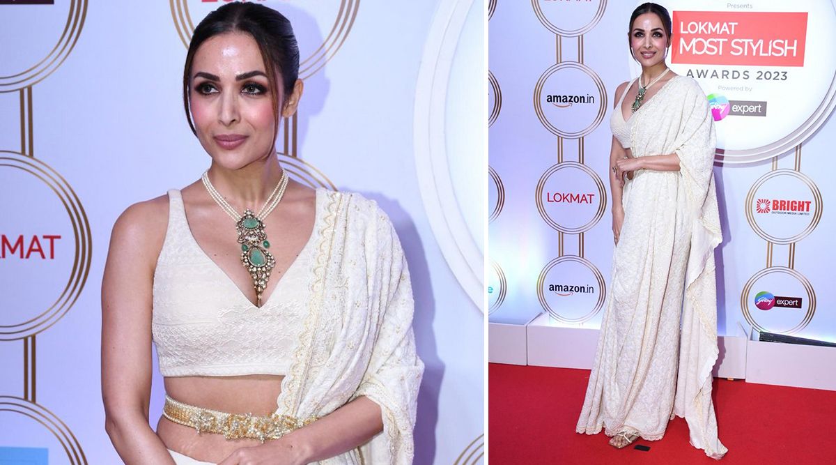OH LA LA! Malaika Arora Flaunts CLEAV*GE In Deep Neck Blouse; Sets The Temperature HIGH In A White Saree! (Watch Video)
