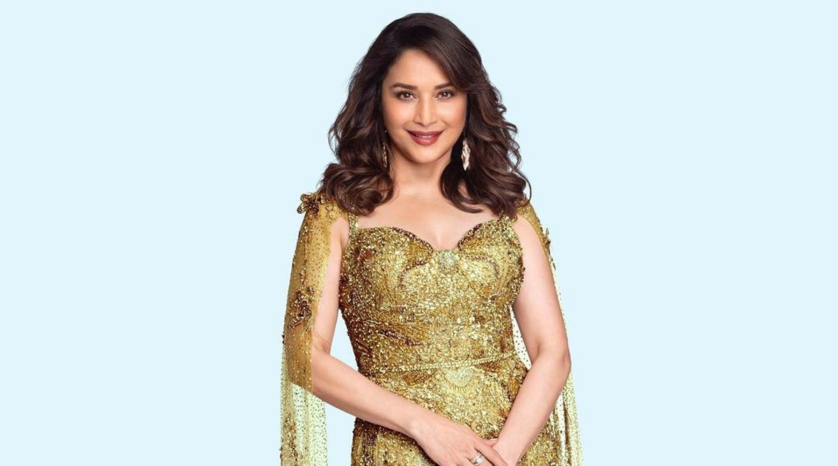 Madhuri Dixit looks ravishing in a golden thigh-high slit gown for Jhalak Dikhhla Jaa