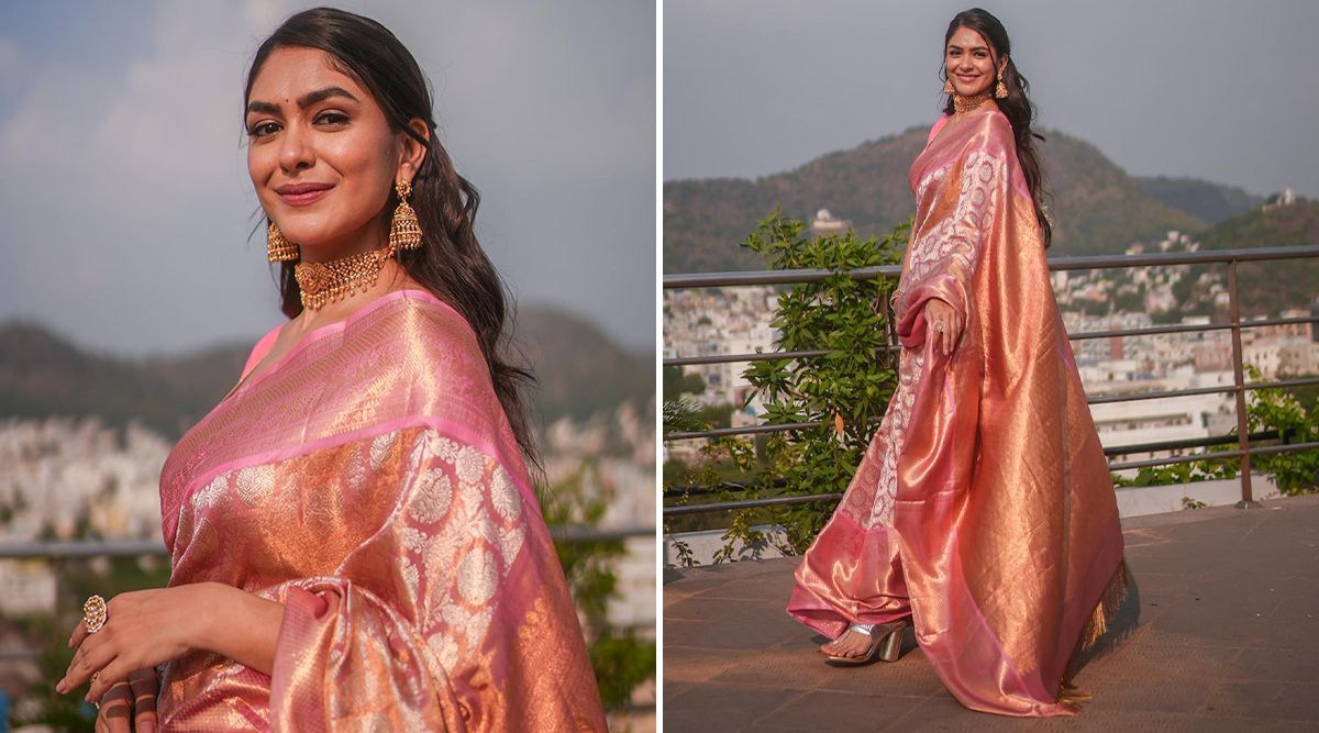 Mrunal Thakur in pink silk saree, is elegance personified; Look at her beautiful pictures!