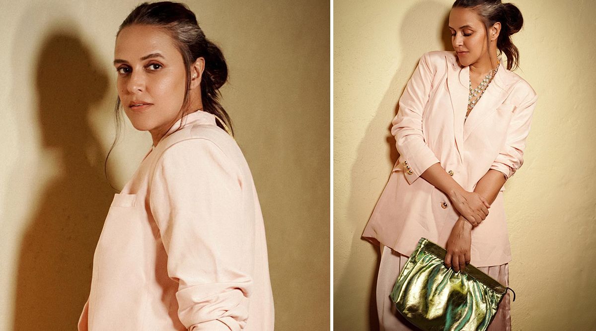 Neha Dhupia's pale pink blazer set looks CLASSY; Perfect outfit for your formal meetings!