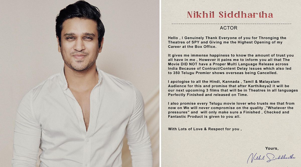 Spy: Nikhil Siddhartha TWEETS An APOLOGY Post For Fans After Shows Of His Film Across India Get CANCELED (View Post)