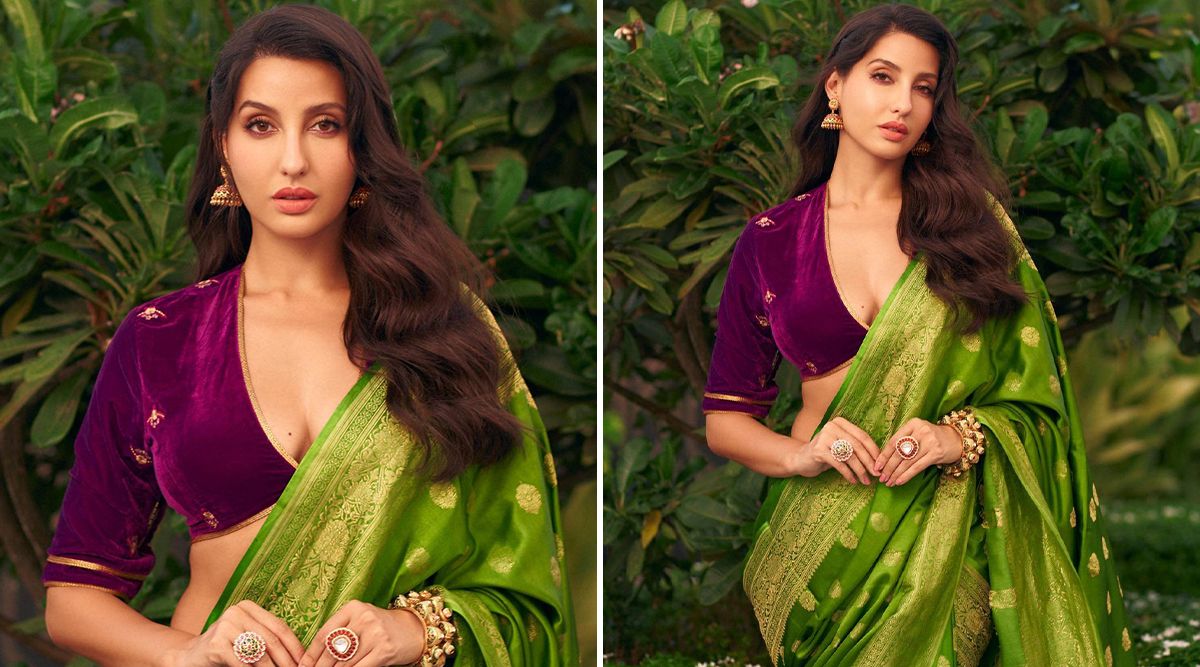 WOW! Nora Fatehi Mesmerises In A Green-Purple Saree; Fans Are Left SPELLBOUND! (View Post)