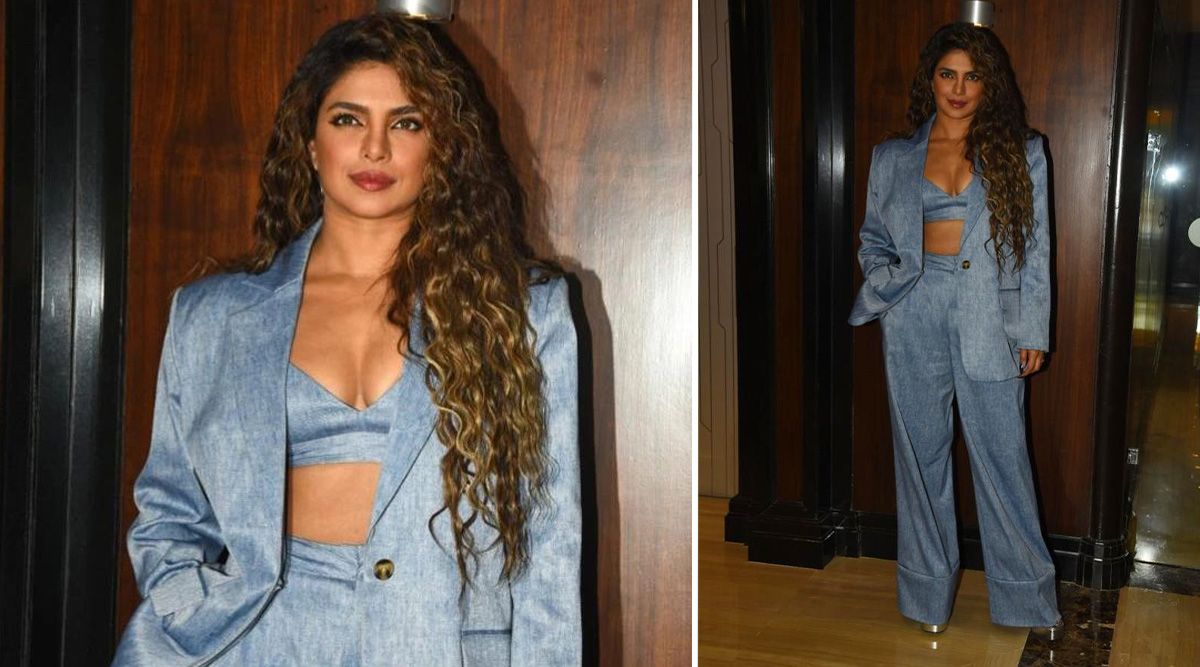 Desi girl Priyanka Chopra serves classy looks in a blue pantsuit as she steps out in the city
