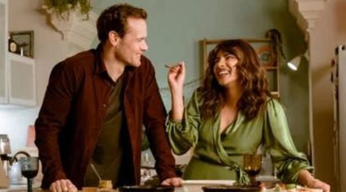 Global star Priyanka Chopra and Sam Heughan share a romantic moment from the upcoming film Love Again; Read More!