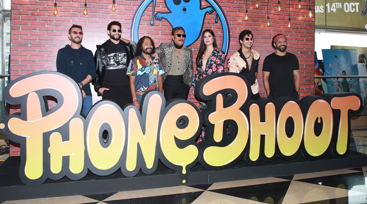 Gurmeet, Farhan Akhtar, Siddhant Chaturvedi, Jackie Shroff, Katrina Kaif, Ishaan Khattar, At the premiere of Phone Bhoot Police's trailer